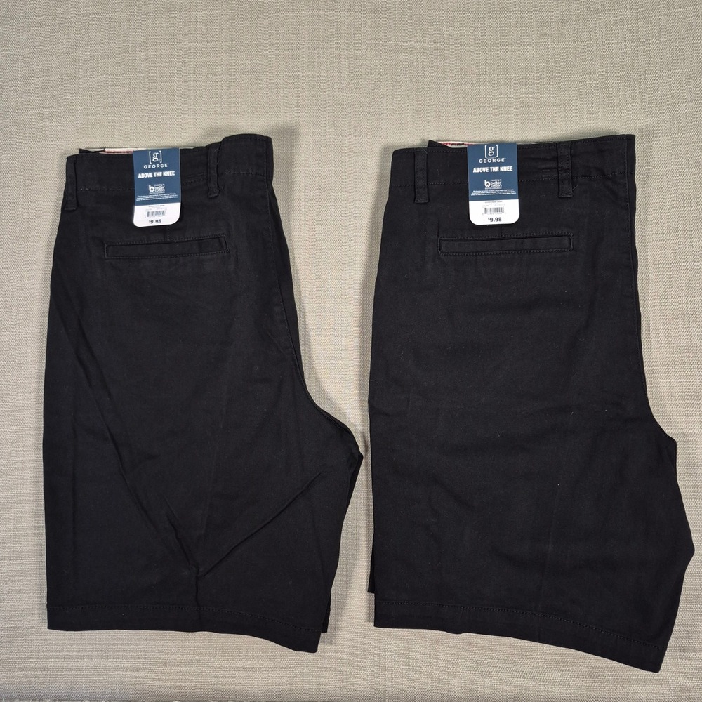 George Mens Above The Knee Chino Shorts Black Size 36 9 Inch Inseam Set NWT